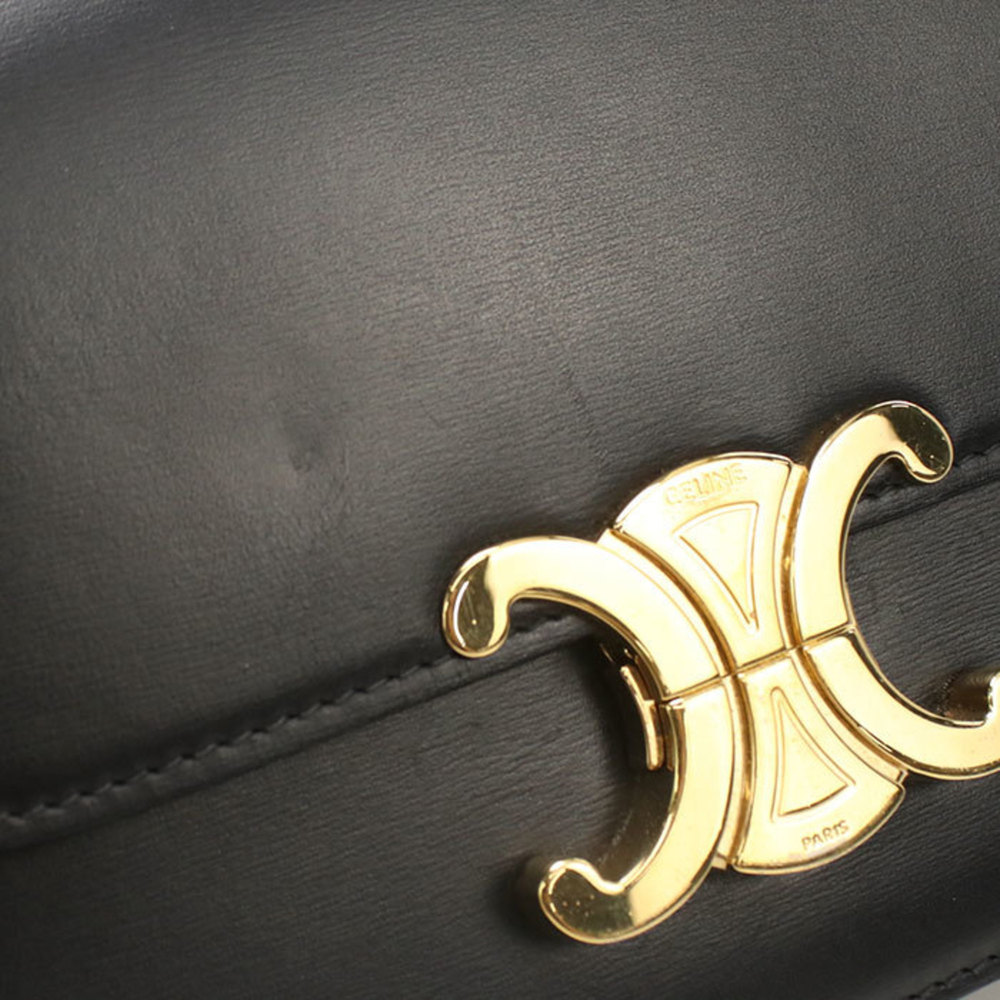 CELINE Triomphe Crossbody Shoulder Bag, Women's, Black - Picture 6 of 9